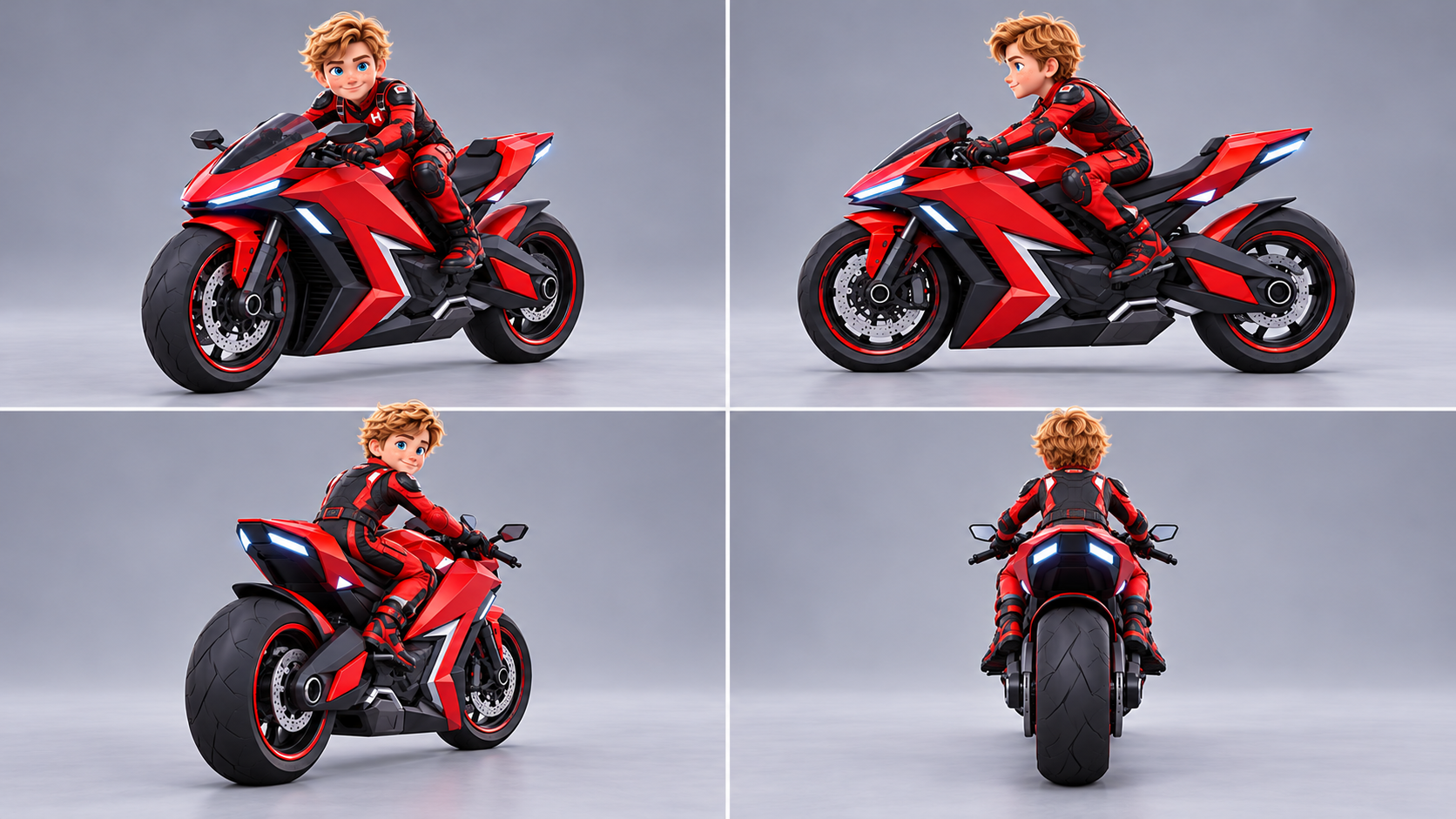 Henry en su moto roja y negra